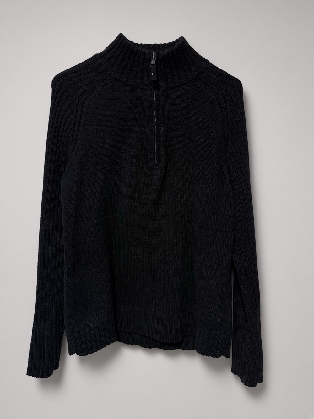 Lauren Jeans Co Ralph Lauren Black Quarter Zip Mock Neck Sweater